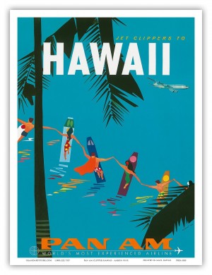 Jet clippers to Hawaii travel poster